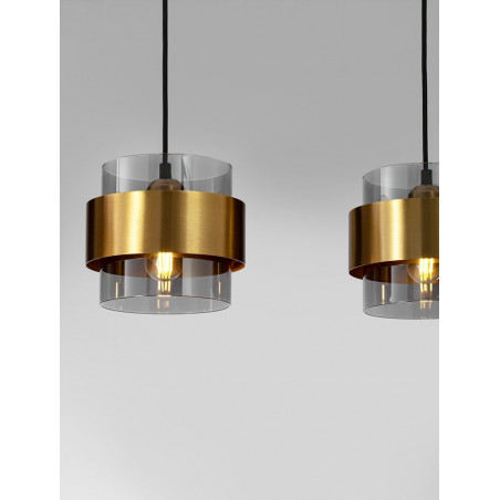 Lampa wisząca Nanno IV - szkło dymione, mosiądz | Decolab24