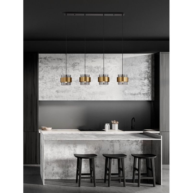Lampa wisząca Nanno IV - szkło dymione, mosiądz | Decolab24