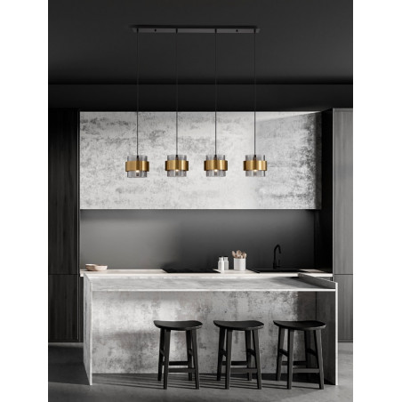 Lampa wisząca Nanno IV - szkło dymione, mosiądz | Decolab24