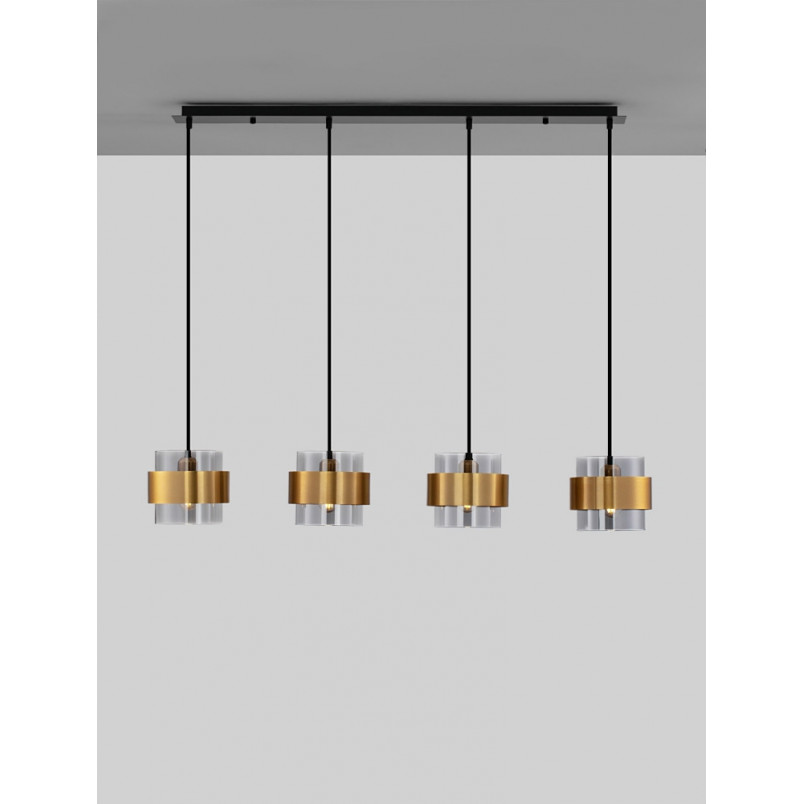 Lampa wisząca Nanno IV - szkło dymione, mosiądz | Decolab24