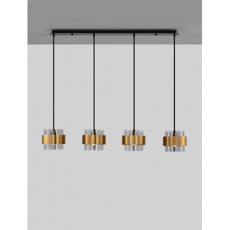 Lampa wisząca Nanno IV - szkło dymione, mosiądz | Decolab24