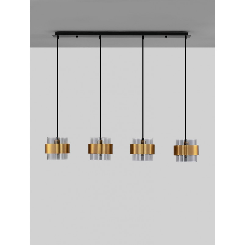 Lampa wisząca Nanno IV - szkło dymione, mosiądz | Decolab24