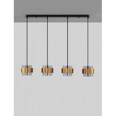 Lampa wisząca Nanno IV - szkło dymione, mosiądz | Decolab24