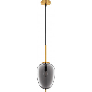 Lampa wisząca szklana glamour Tamo 15,8cm szkło dymione / złoty mosiądz