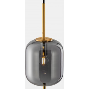Lampa wisząca szklana glamour Tamo 16,5cm szkło dymione / złoty mosiądz