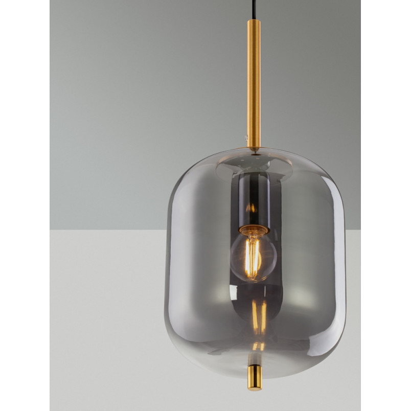 Lampa wisząca Glamour Tamo | Szkło dymione, złoty mosiądz - Decolab24