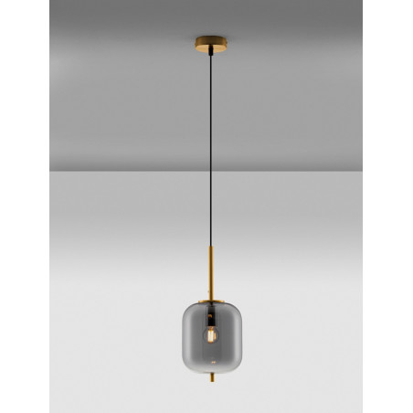Lampa wisząca Glamour Tamo | Szkło dymione, złoty mosiądz - Decolab24