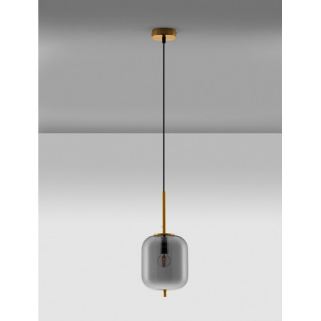 Lampa wisząca Glamour Tamo | Szkło dymione, złoty mosiądz - Decolab24