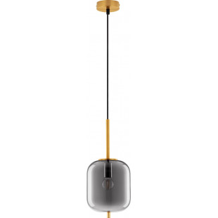 Lampa wisząca szklana glamour Tamo 16,5cm szkło dymione / złoty mosiądz
