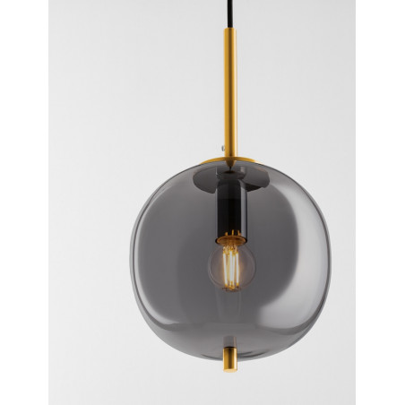 Lampa wisząca szklana Tamo | Szkło dymione, złoty mosiądz - Decolab24