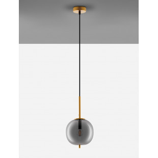 Lampa wisząca szklana glamour Tamo 18,5cm szkło dymione / złoty mosiądz