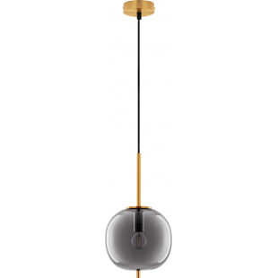 Lampa wisząca szklana glamour Tamo 18,5cm szkło dymione / złoty mosiądz