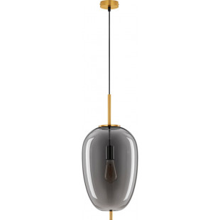 Lampa wisząca szklana glamour Tamo 27cm szkło dymione / złoty mosiądz