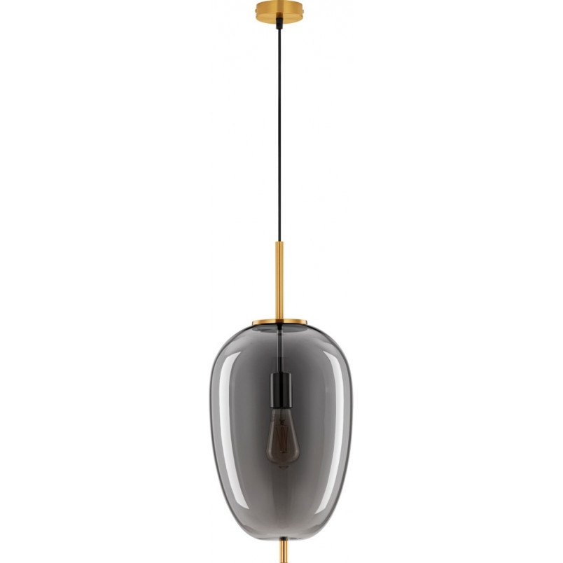Lampa wisząca szklana Tamo | Glamour, szkło dymione, złoty mosiądz