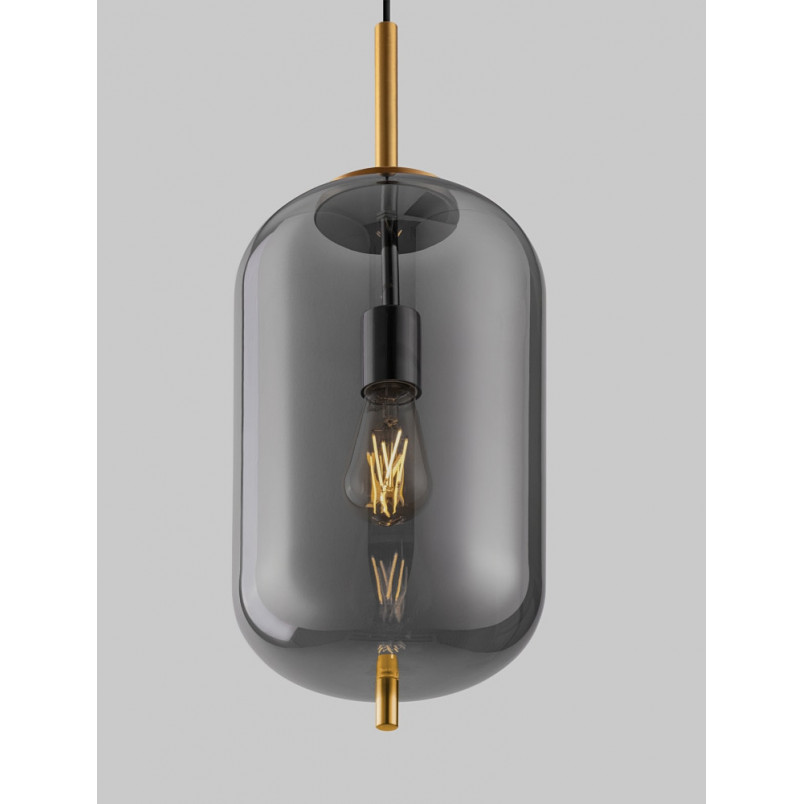 Lampa wisząca szklana Tamo | Szkło dymione, złoty mosiądz - Decolab24