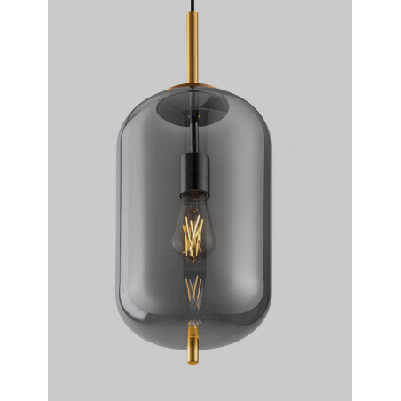 Lampa wisząca szklana Tamo | Szkło dymione, złoty mosiądz - Decolab24