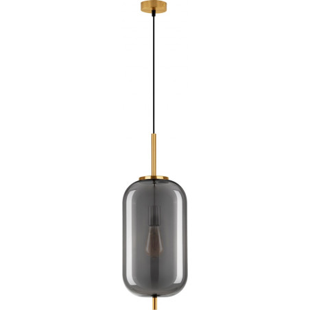 Lampa wisząca szklana Tamo | Szkło dymione, złoty mosiądz - Decolab24