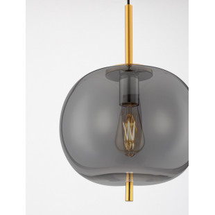 Lampa wisząca szklana glamour Tamo 30cm szkło dymione / złoty mosiądz