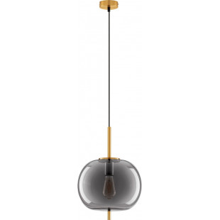 Lampa wisząca szklana glamour Tamo 30cm szkło dymione / złoty mosiądz