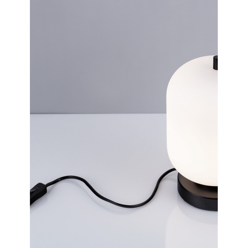 Lampa stołowa szklana Tamo | Biało-czarna | Decolab24