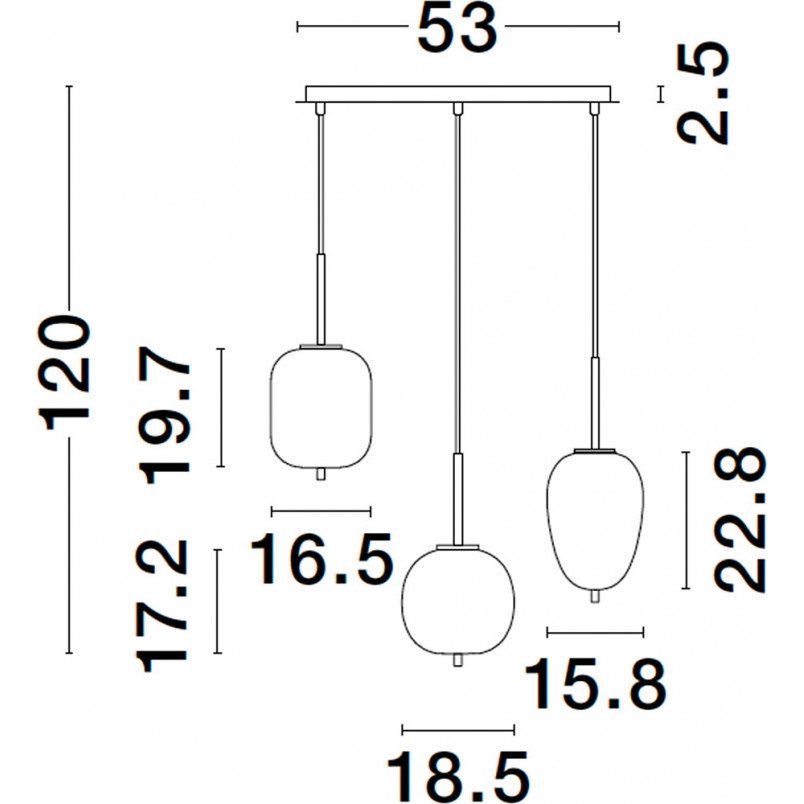 Lampa Wisząca Szklana Tamo | Biało-Czarna | Decolab24