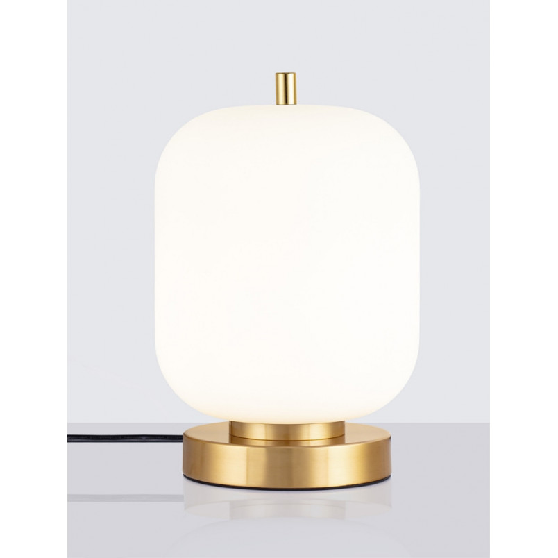 Lampa stołowa szklana Tamo | Biało-mosiężna | Decolab24