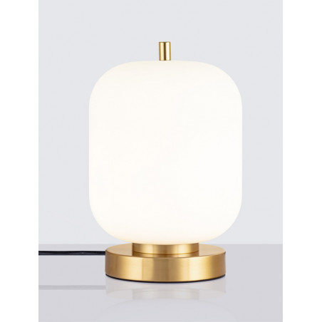 Lampa stołowa szklana Tamo | Biało-mosiężna | Decolab24