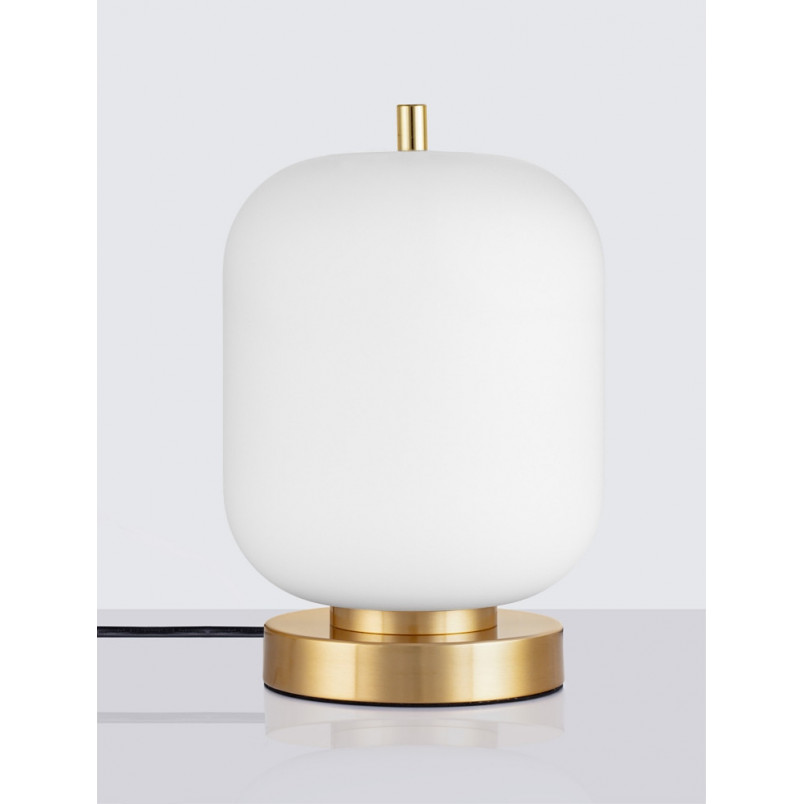 Lampa stołowa szklana Tamo | Biało-mosiężna | Decolab24