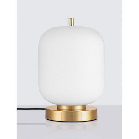 Lampa stołowa szklana Tamo | Biało-mosiężna | Decolab24