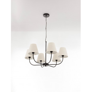 Żyrandol wiszący z abażurami Eleni VI 75cm kremowy / czarny