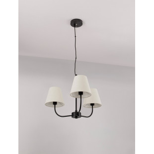 Żyrandol wiszący z abażurami Eleni III 52cm kremowy / czarny