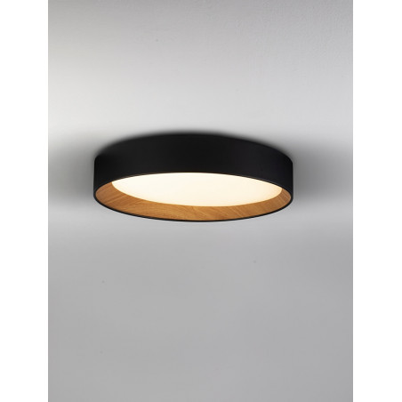 Plafon Skandynawski LED Nordicos | Czarny/Drewno | Decolab24