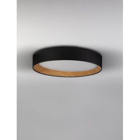 Plafon Skandynawski LED Nordicos | Czarny/Drewno | Decolab24
