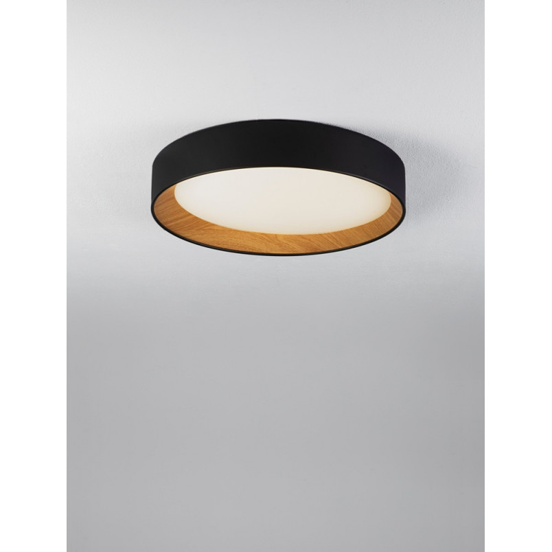 Plafon Skandynawski LED Nordicos | Czarny/Drewno | Decolab24