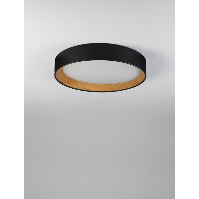 Plafon Skandynawski LED Nordicos | Czarny/Drewno | Decolab24