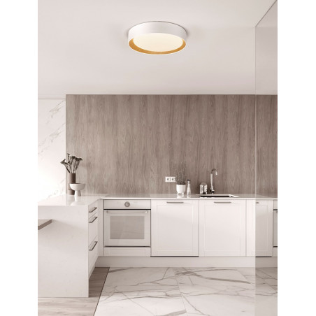 Plafon skandynawski LED Nordicos 60cm - Biały/Drewno | Decolab24