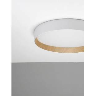 Plafon skandynawski LED Nordicos 60cm - Biały/Drewno | Decolab24