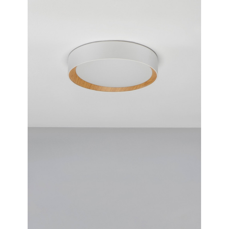 Plafon Skandynawski LED Nordicos - Biały/Drewno | Decolab24