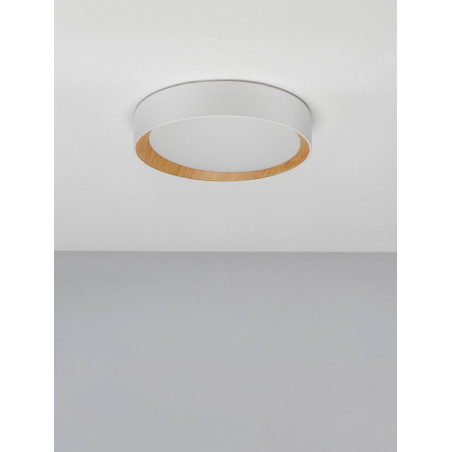 Plafon Skandynawski LED Nordicos - Biały/Drewno | Decolab24