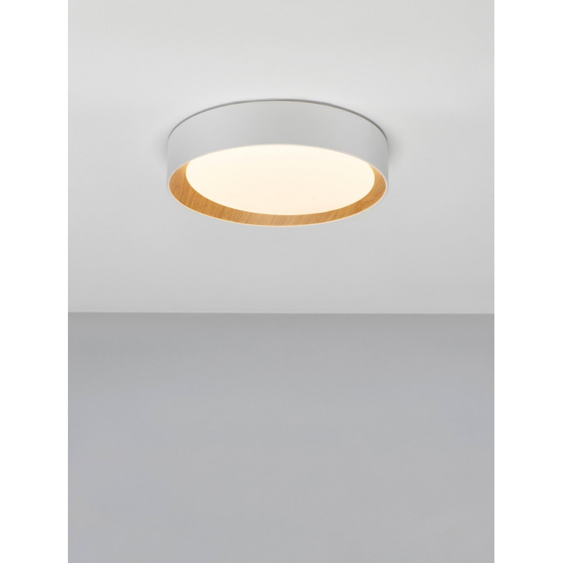 Plafon Skandynawski LED Nordicos - Biały/Drewno | Decolab24
