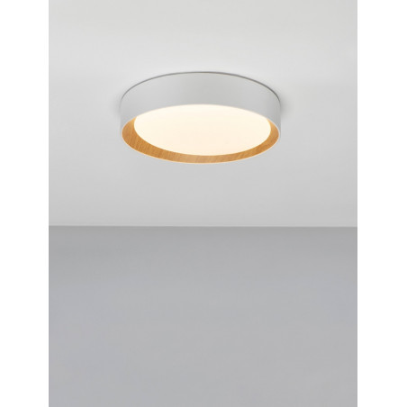 Plafon Skandynawski LED Nordicos - Biały/Drewno | Decolab24