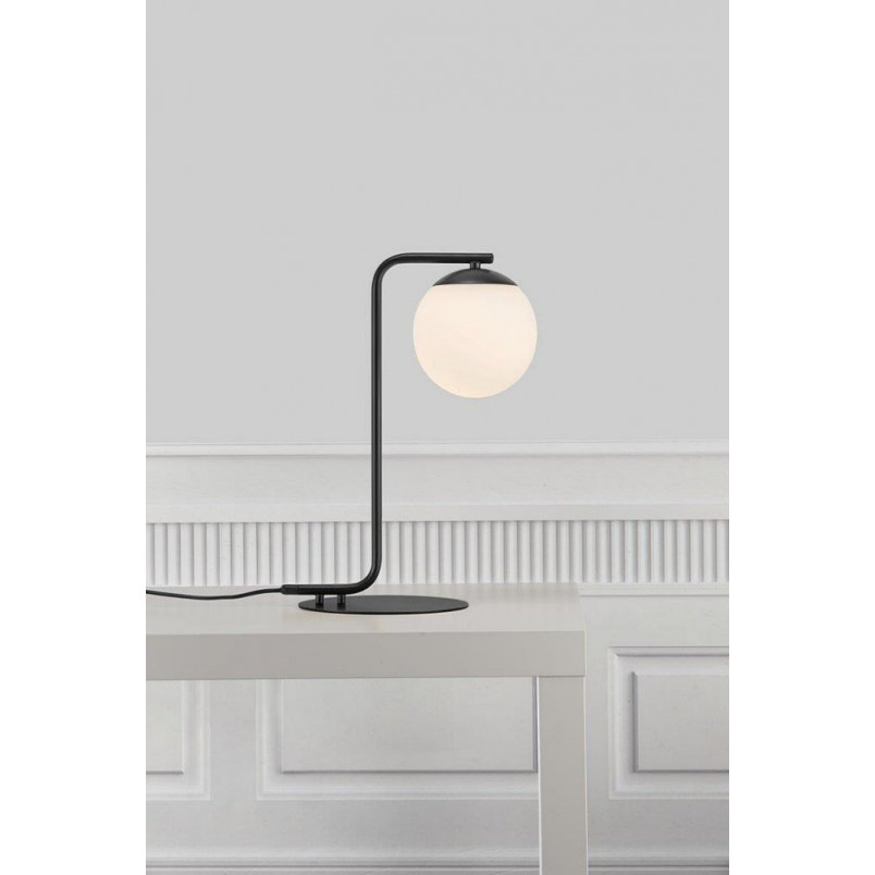 Lampa stołowa szklana kula Grant czarno-biała | Nordlux