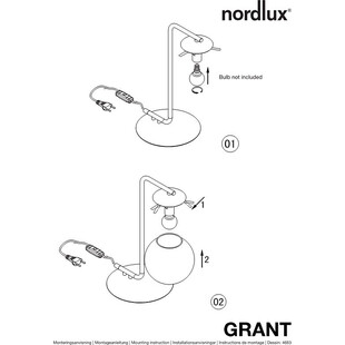 Lampa stołowa szklana kula Grant czarno-biała | Nordlux