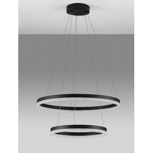 Lampa wisząca okrągła z kryształkami Giulia LED 60cm / 40cm złoty czarna