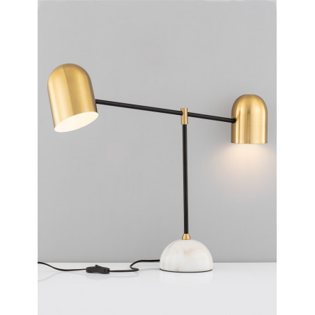 Lampa stołowa vintage Vintica - złoty/czarny/marmur | Decolab24