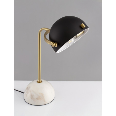 Lampa stołowa retro Lorenzo | Czarny, złoty, marmur - Decolab24