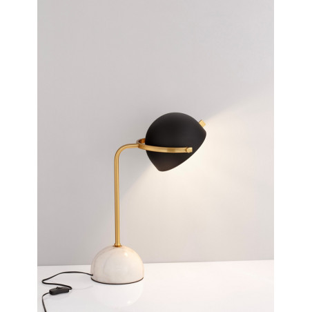 Lampa stołowa retro Lorenzo | Czarny, złoty, marmur - Decolab24