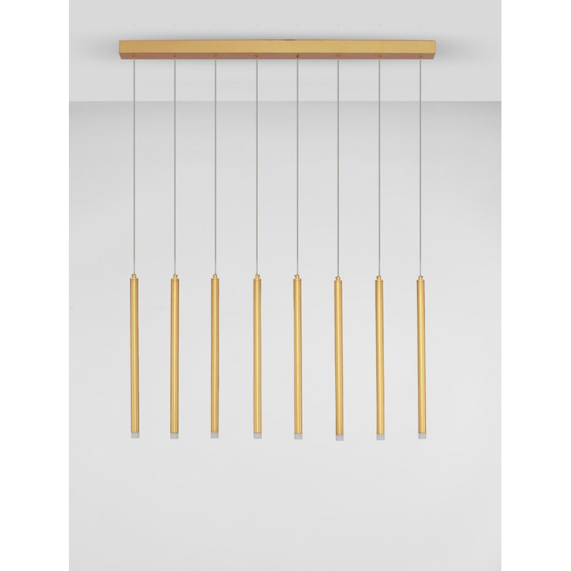 Lampa wisząca LED złota - Tuby na listwie Hose | Decolab24