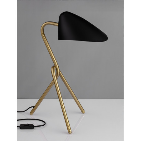 Lampa Trooper: Designerska lampa stołowa czarno-złota | Decolab24