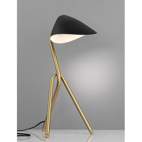 Lampa Trooper: Designerska lampa stołowa czarno-złota | Decolab24